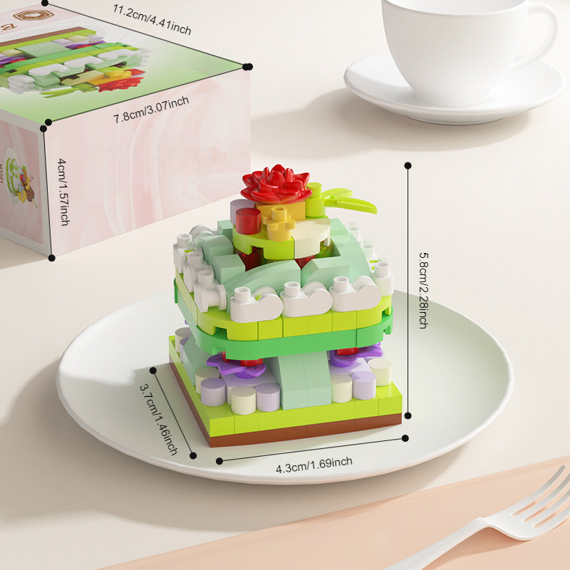 163pcs Whimsical Cake Brick Toys with Candy & Fruit Toppings