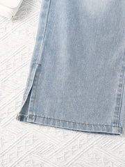 Girls Wide Leg Jeans Washed Denim Baggy Pants