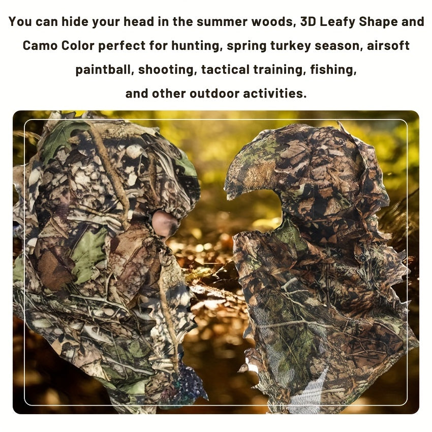 Ghillie Camouflage Leafy Hat 3D Full Face Mask Headwear Turkey Camo