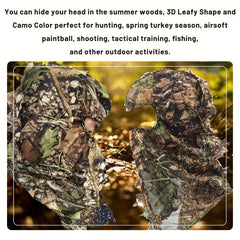 Ghillie Camouflage Leafy Hat 3D Full Face Mask Headwear Turkey Camo