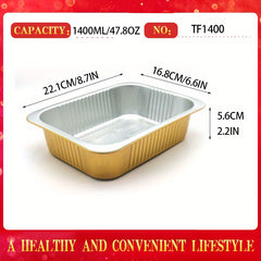 20pcs Golden Foil Baking Pan With Lid 11-61.5 Oz Disposable Aluminum Foil Pan