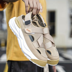 Men's Breathable Chunky Slip-On Sandals with Hook & Loop Strap