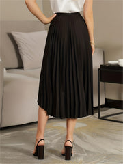 Pleated A Line Skirt Asymmetrical High Waist Women's Clothing