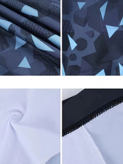 Men's Geometric Pattern Boxer Swim Trunks High Stretch Breathable Swimwear