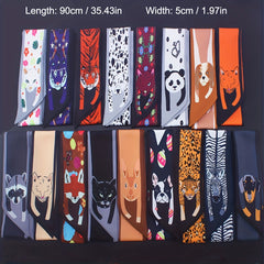 Animal Print Skinny Scarf Long Ribbon Neckerchief Satin Hair Ribbon