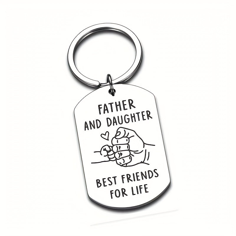 Father Daughter Keychain Gift Stainless Steel Key Ring