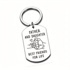 Father Daughter Keychain Gift Stainless Steel Key Ring