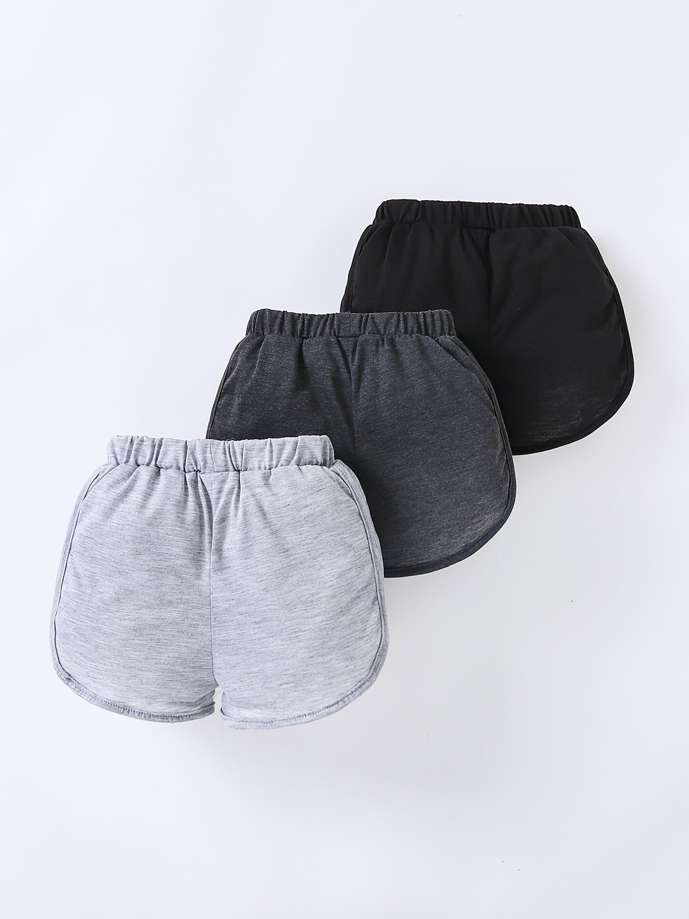 3pcs Girls Lightweight Casual Elastic Waist Shorts For Summer