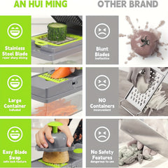 16in1 Vegetable Chopper Fruit Slicer Manual Food Grater Cutter Container