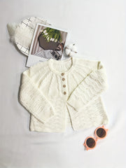 Round Neck Button Front Long Sleeve Kitted Sweater Coat
