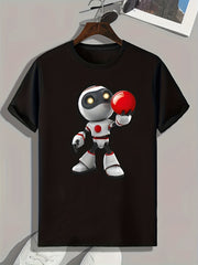 Robot Pattern Print Men's Comfy Sports T-shirt