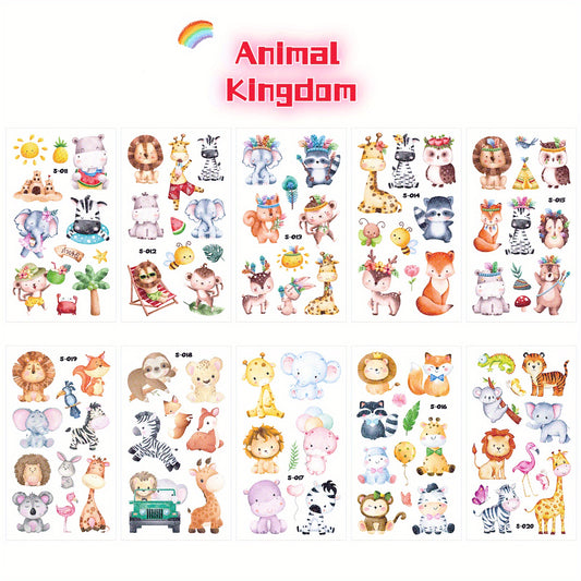 10pcs Animal Temporary Tattoo Stickers for Parties & Activities