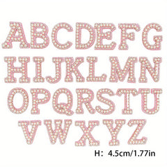 26pcs Alphabet Rhinestone Pearl Beads Letter Patch Decals DIY Accessories
