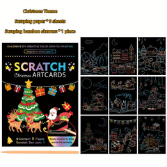 9pcs Children's Cartoon Art Scratching Set