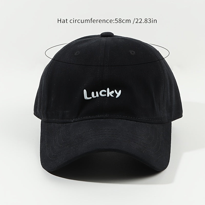 Lucky Label Baseball Cap Solid Cotton Adjustable Lightweight Sports Hat
