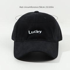 Lucky Label Baseball Cap Solid Cotton Adjustable Lightweight Sports Hat