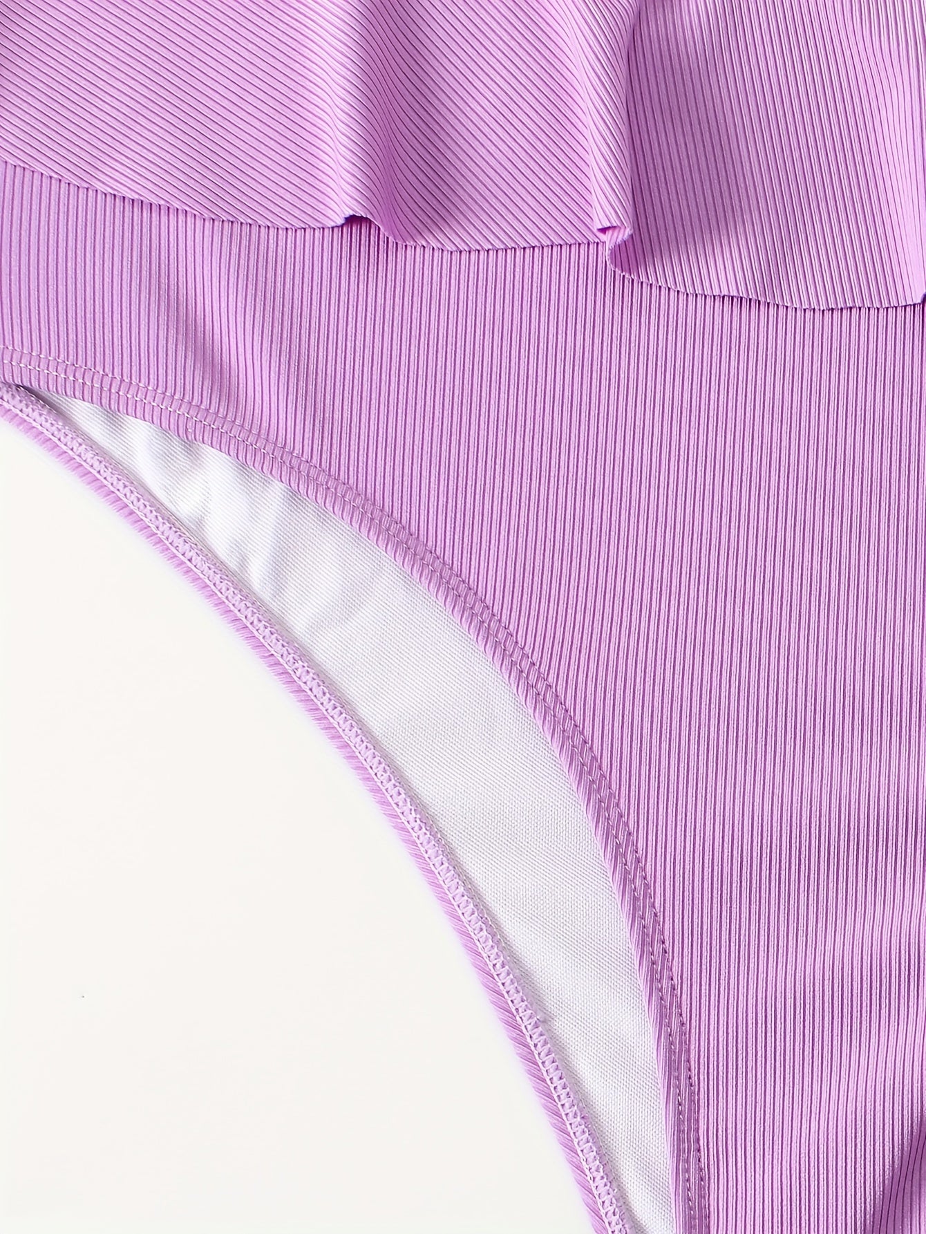 Vacay Bikini Set Solid Knot Front Ruffle Trim Bra & Panty Swimsuit