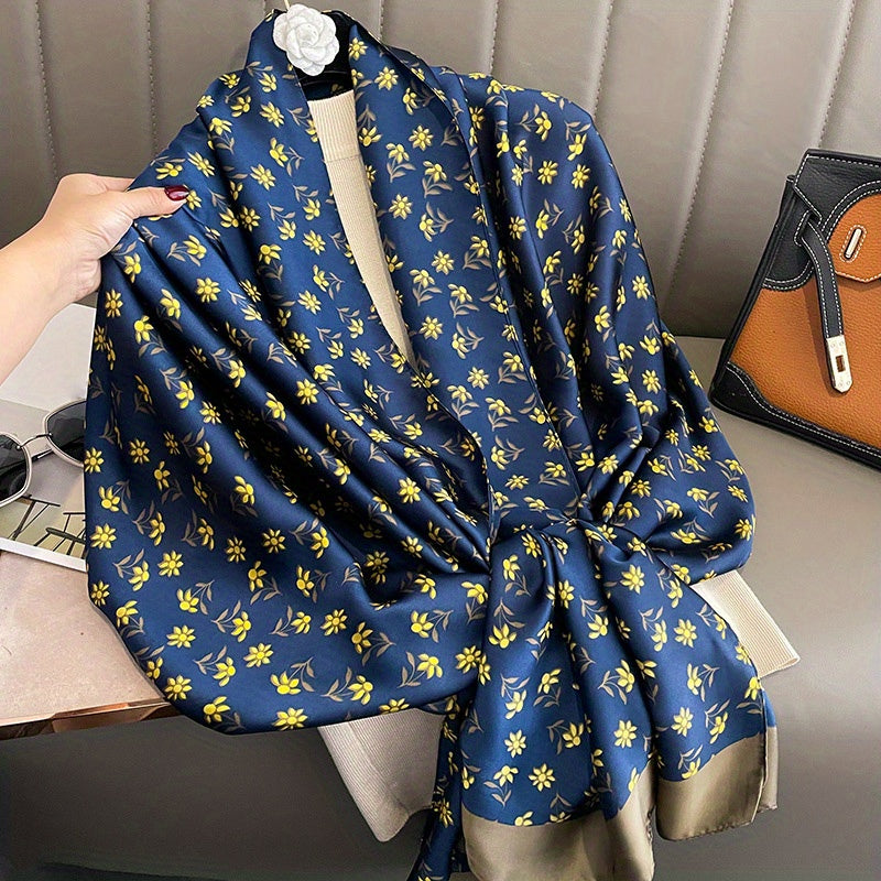 Leopard Print Satin Scarf Classic Oil Painting Pattern Shawl