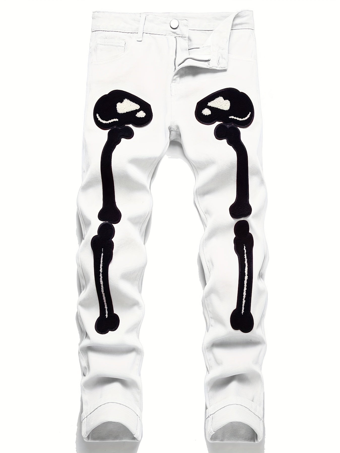 Men's Slim Fit Embroidery Jeans Street Style Denim Pants
