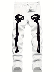 Men's Slim Fit Embroidery Jeans Street Style Denim Pants