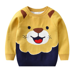 Kids Lion Print Knitted Winter Sweater