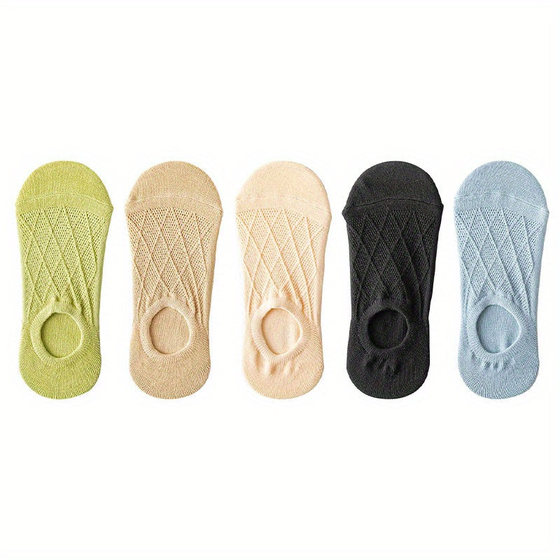 5 Pairs Soft Argyle No Show Socks Women's Low Cut Ankle Stockings