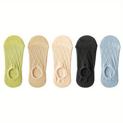 5 Pairs Soft Argyle No Show Socks Women's Low Cut Ankle Stockings