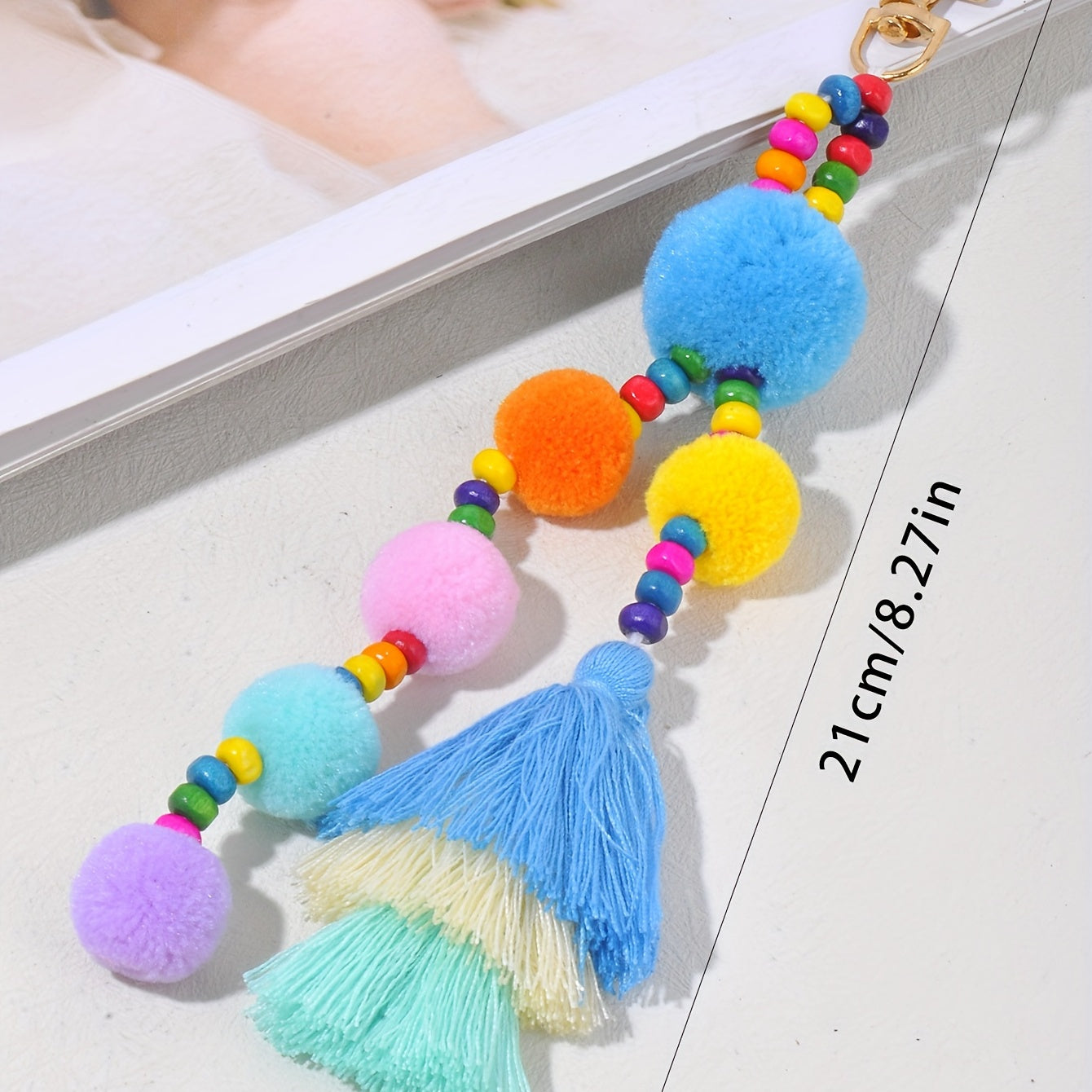 Plush Ball Keychain Pendant with Tassel Bag Ornament