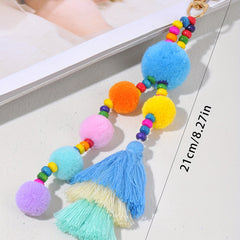 Plush Ball Keychain Pendant with Tassel Bag Ornament