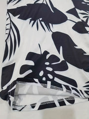 Leaf Print V Neck Cut Out Romper Jumpsuit