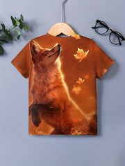 Boy's Fox Graphic T shirt Casual 3D Print Loose Tee Kid's Clothing For Summer