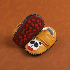 Baby Boys Panda Print Leather Shoes Non-slip Soft Crib Shoes
