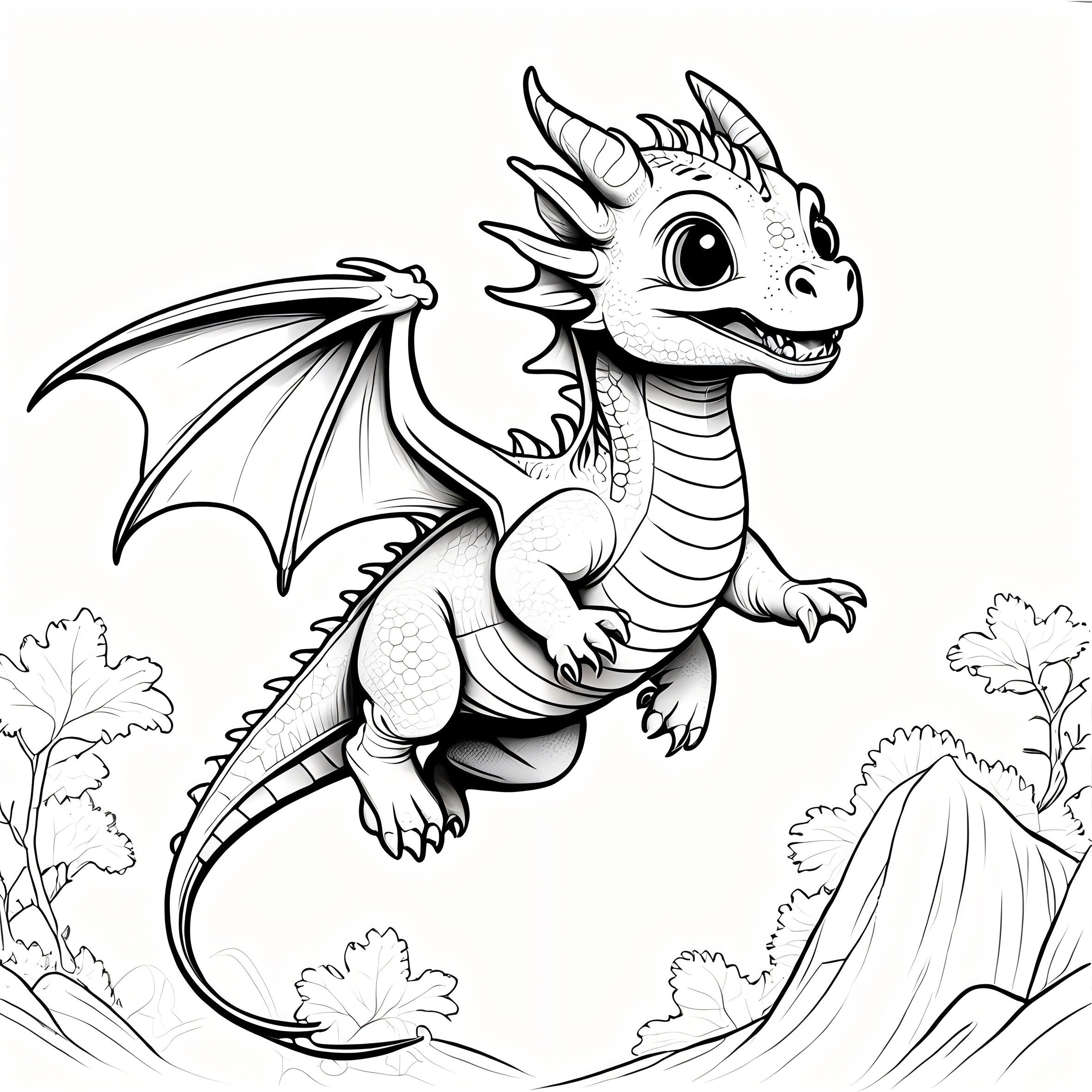 Dragon Adult Coloring Book, 20 Pages, Relaxing Drawing Book for Holidays