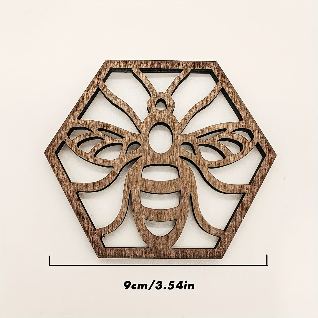 Honeycomb Bee Wooden Ornament Creative Honeycomb Coaster Pendant Crafts