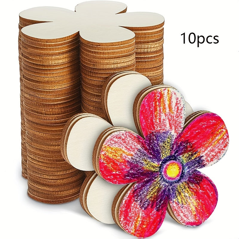 Wooden Flower Hollow Disc Crafts Blank Flower Shape Ornaments DIY Decoration