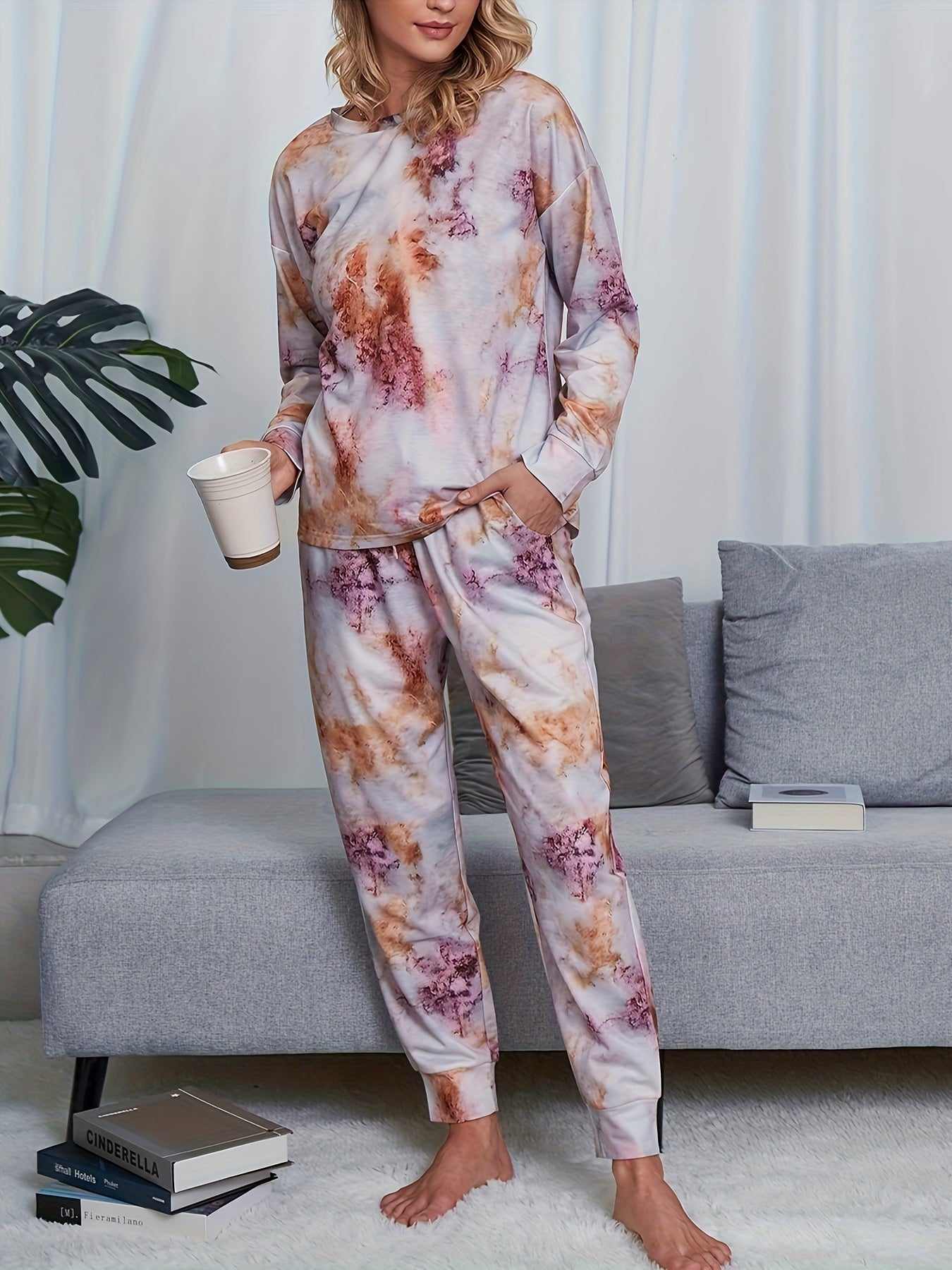 Tie Dye Lounge Set Long Sleeve Top & Pants