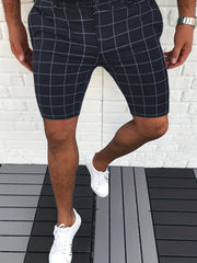 Men's Plaid Cotton Blend Shorts Casual Stretch Dress Shorts