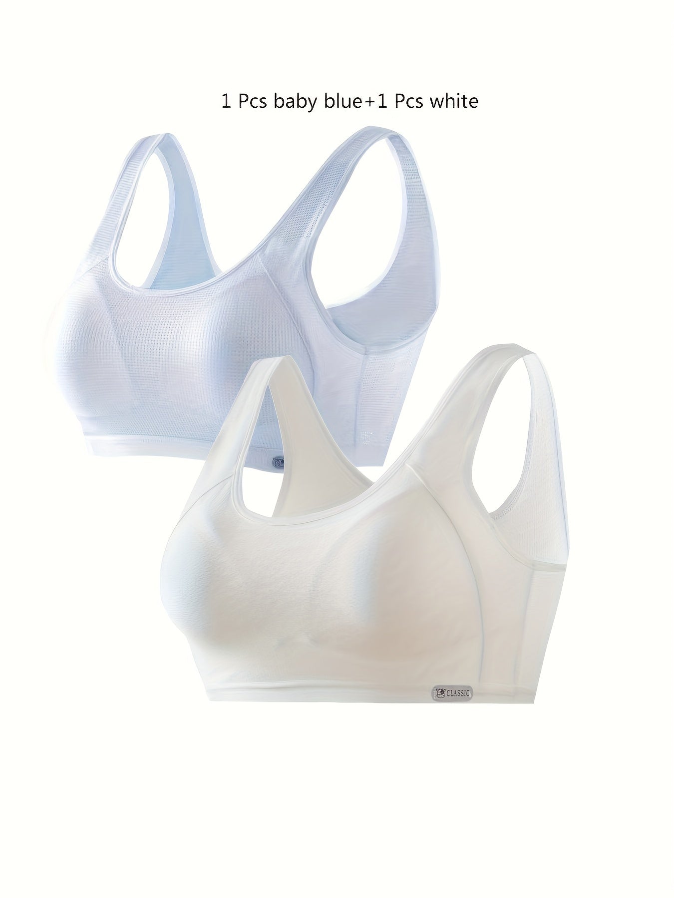 2pcs Solid Sports Bras Comfy & Breathable for Women