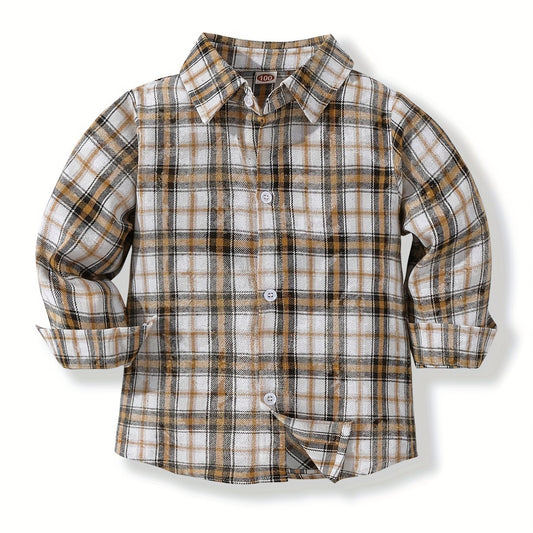 Toddler Boys Plaid Shirts Long Sleeve Button Down Tops