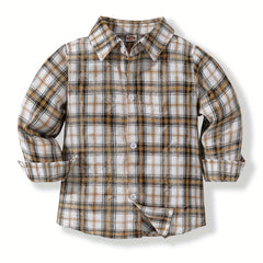 Toddler Boys Plaid Shirts Long Sleeve Button Down Tops