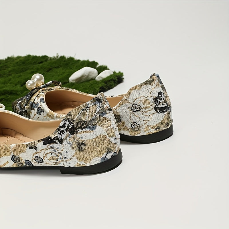 Women's Bowknot Ballet Flats Pointed Toe Soft Sole Slip On Shoes
