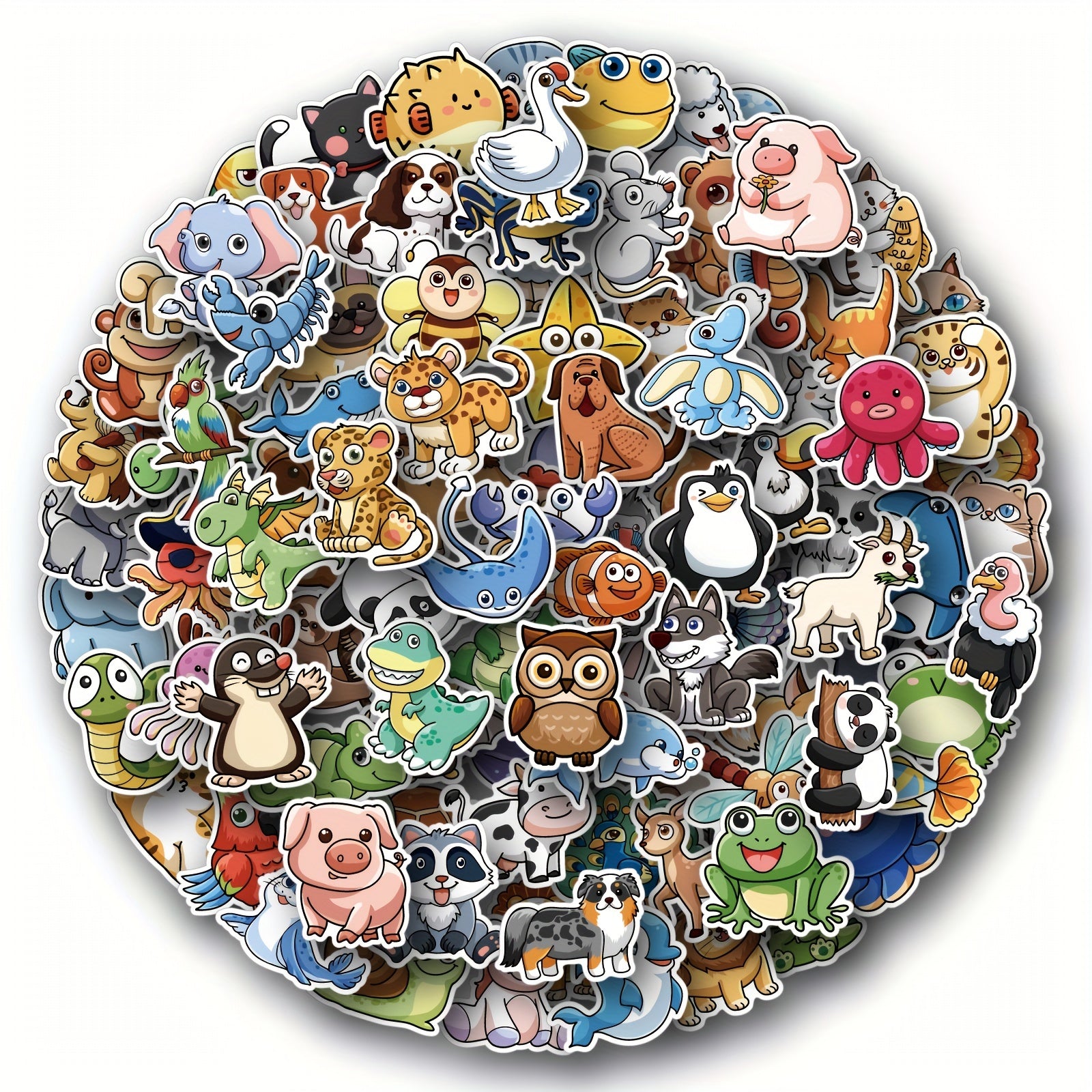 100Pcs Animal Stickers Vinyl Waterproof for Water Bottle Laptop Skateboard