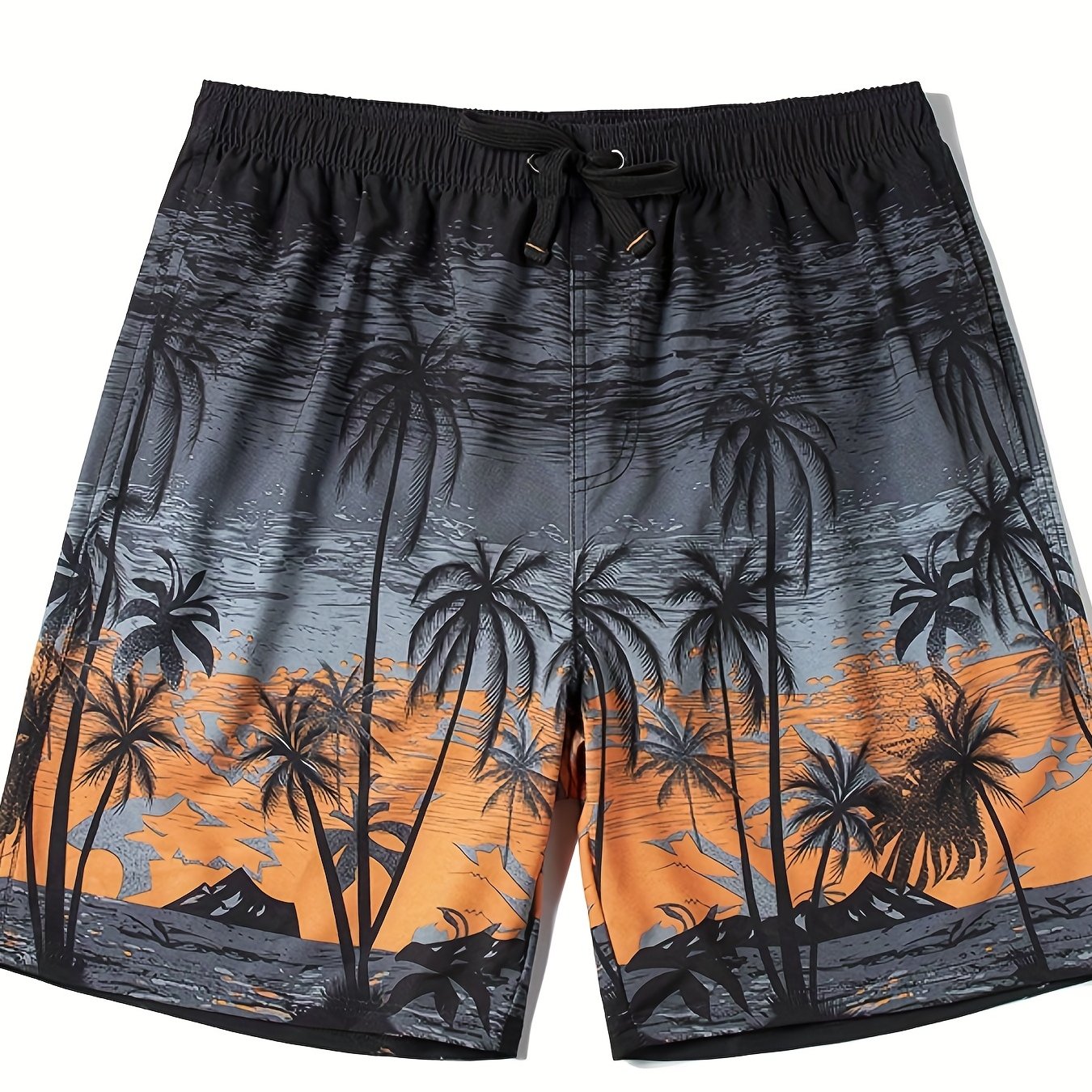 Palm Trees Tie Dye Gradient Print Shorts Summer Pool Beach Lounge Shorts