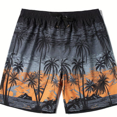 Palm Trees Tie Dye Gradient Print Shorts Summer Pool Beach Lounge Shorts