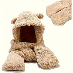 Winter Warm Rabbit Ears Hat Gloves Scarf Set