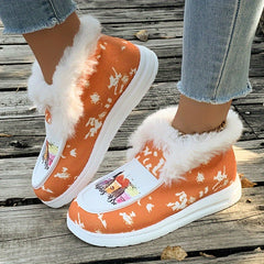 Furry Boat Shoes Plush Lined Thermal Snow Shoes