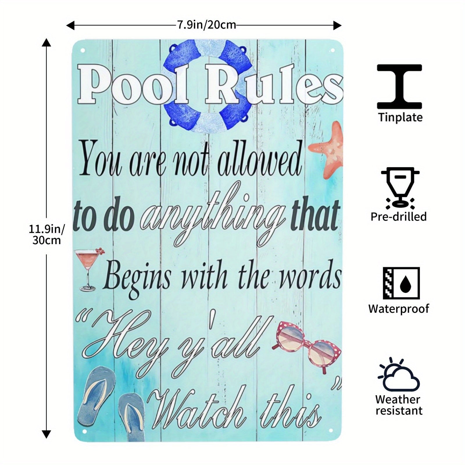 Beach Tin Sign Beach Days Surfing Club Funny Retro Signs Waterproof Decor