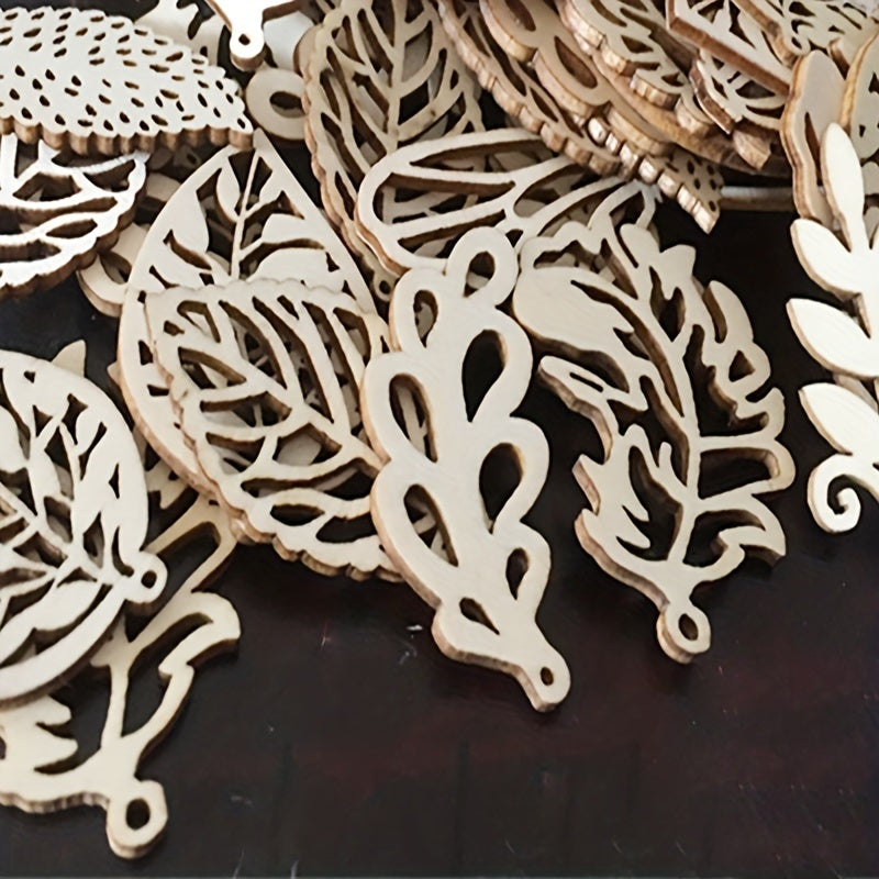 10pcs 2.4 DIY Wooden Leaf Chip Shapes for Painting Signature Decoration