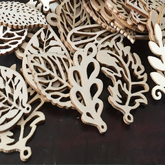 10pcs 2.4 DIY Wooden Leaf Chip Shapes for Painting Signature Decoration