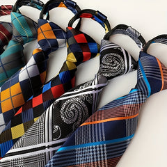 Hot Style Paisley Polyester Men's Zipper Tie Easy Pull
